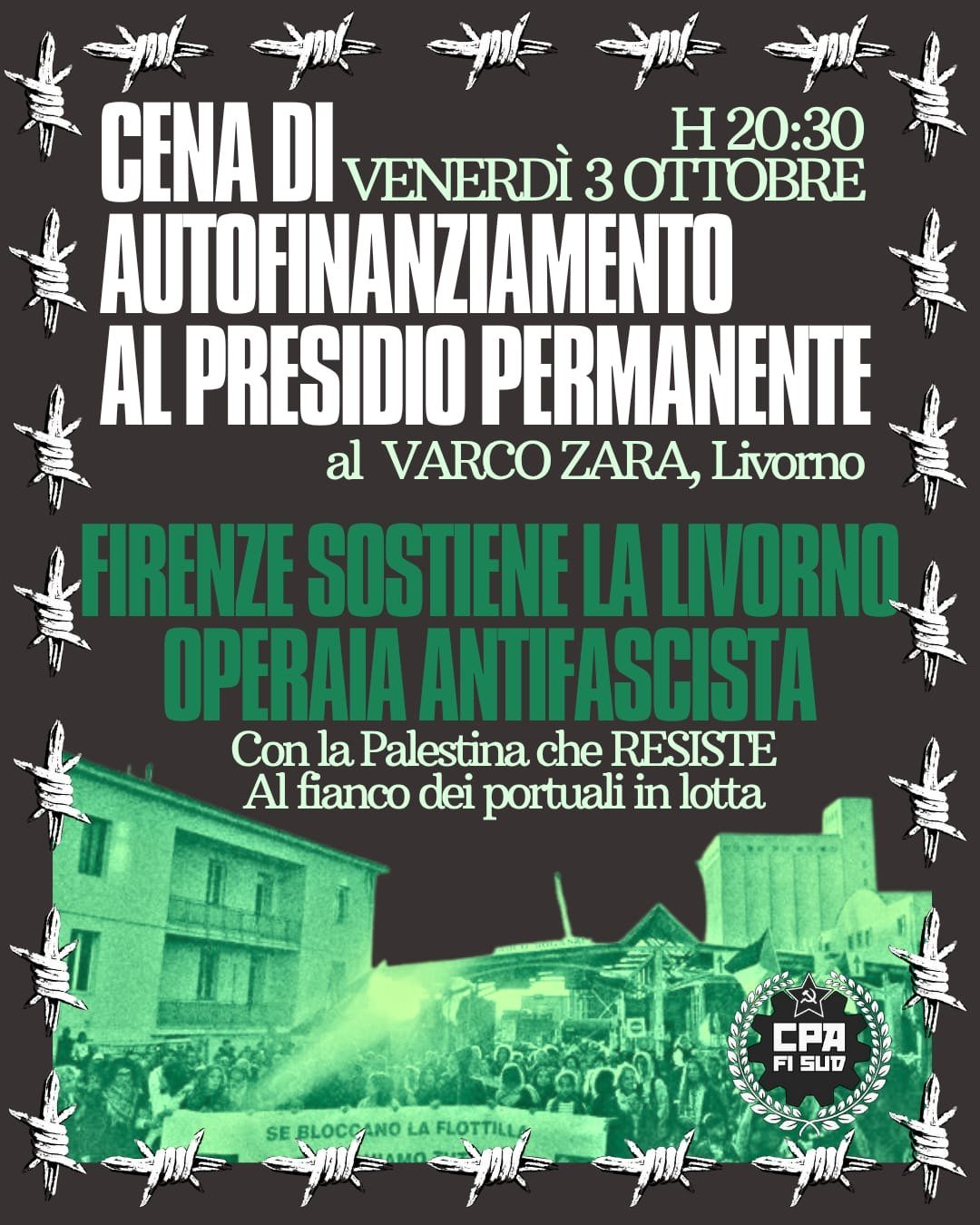 Cena di autofinanziamento al presidio permanente