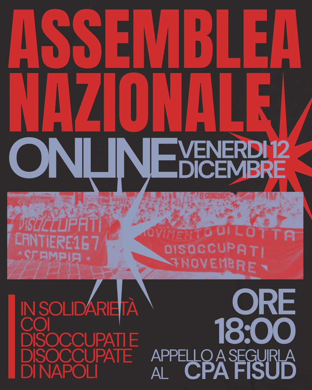 Assemblea nazionale online in solidarietà coi disoccupati e disoccupate di Napoli