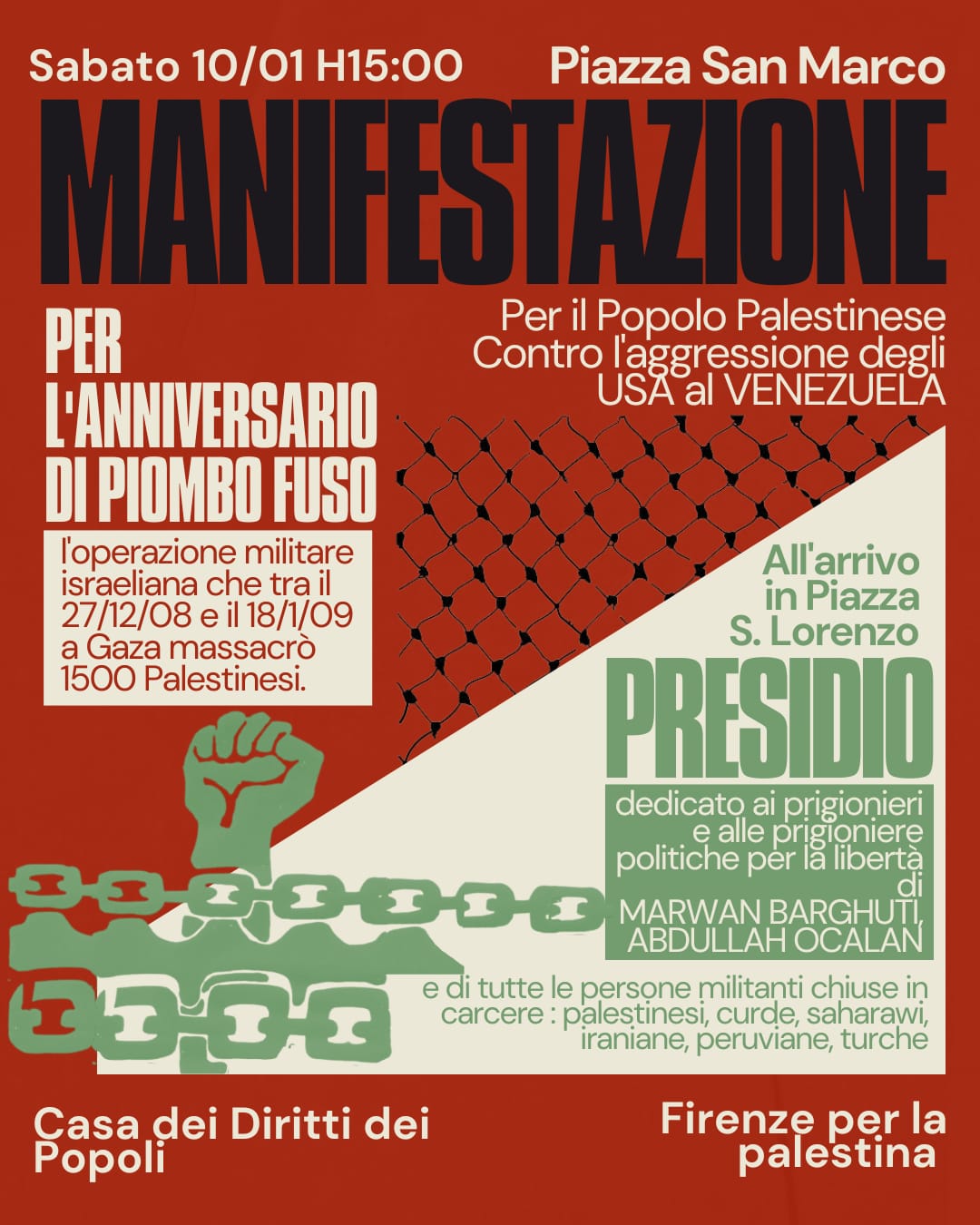 Manifestazione nell'anniversario di Piombo Fuso